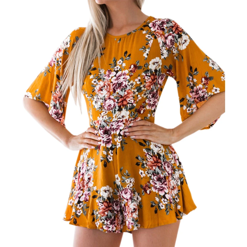 Женский комбинезон с цветочным принтом эластичным поясом|overalls elegant|sexy jumpsuitoverall