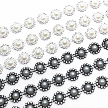 

sunflower ABS Imitation Pearl Beads Chain Flat back Acrylic Beads For Jewelry Making DIY Needlework Accessories