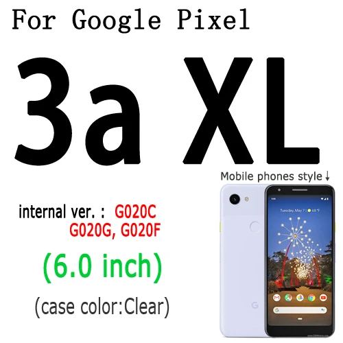 Для Google Pixel 2/Pixel 2 XL/Pixel 3/Pixel 3 XL чехол тонкий ясное прозрачное покрытие Мягкий ТПУ силиконовый телефон защитный чехол сумка - Цвет: For Pixel 3a XL