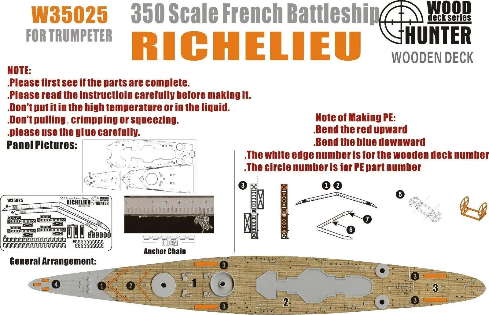 Hunter 1/350 W35025 Ponte In Legno Richelieu Francese Per Trombettista Di Alta Qualità
