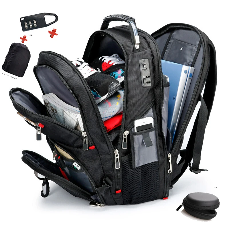 

Brand Swiss Laptop 15.6" Backpack External USB Charge Swiss Computer Backpacks Anti-theft Backpack Waterproof Bags for Men Women