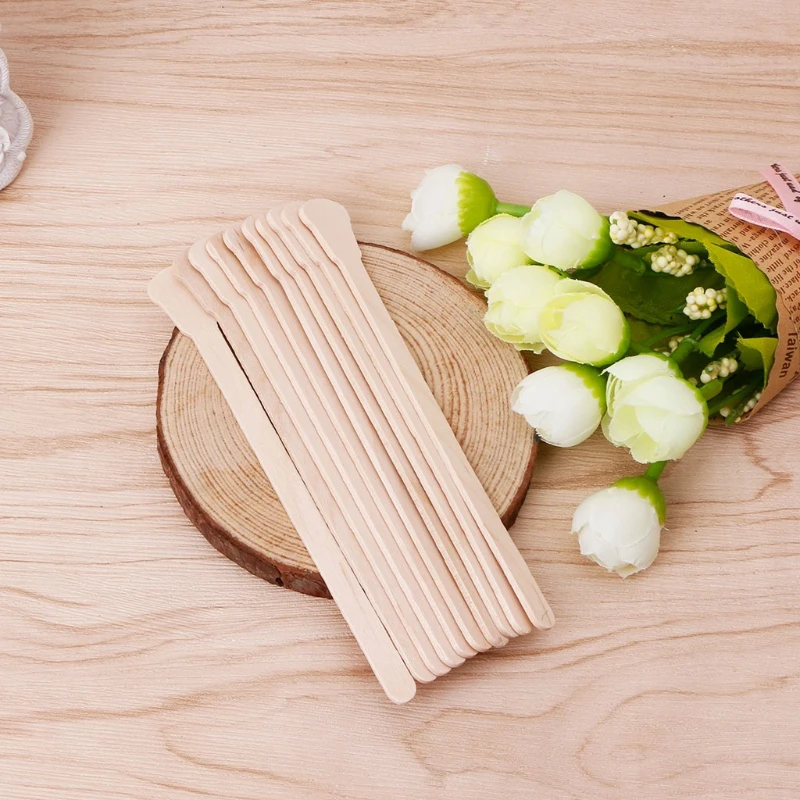 Деревянные палочки для воска 10 шт. одноразовые бамбуковые удаления волос крем