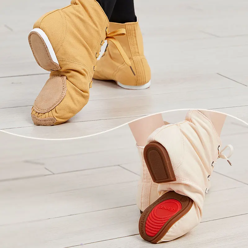 Jazz Shoes Canvas Jazz Dancing Shoes Ankel Length Dance Boots Split Sole Shoes For Girls Kids Adults Children China Size 26-45 4