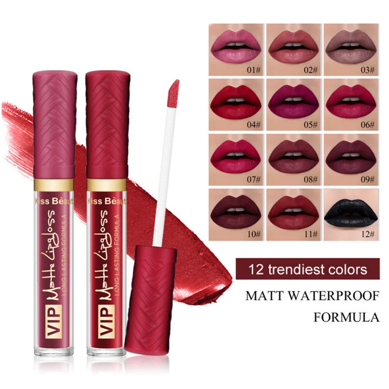 

Waterproof Matte Liquid Lipstick Women Sexy Makeup Long Lasting Lip Tint Mate Nude Color Red Lip Gloss Lady