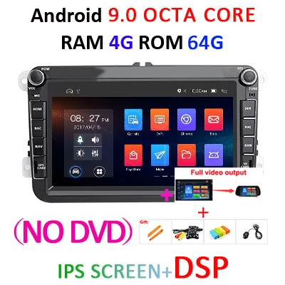 4G+ 64G Android 9,0 2 Din Автомобильный dvd-плеер gps аудио для VW/Volkswagen/POLO/PASSAT B6 B7/Golf 5 6 авто радио Мультимедиа Стерео obd2 - Цвет: 4G64GIPSDSP F nodvd