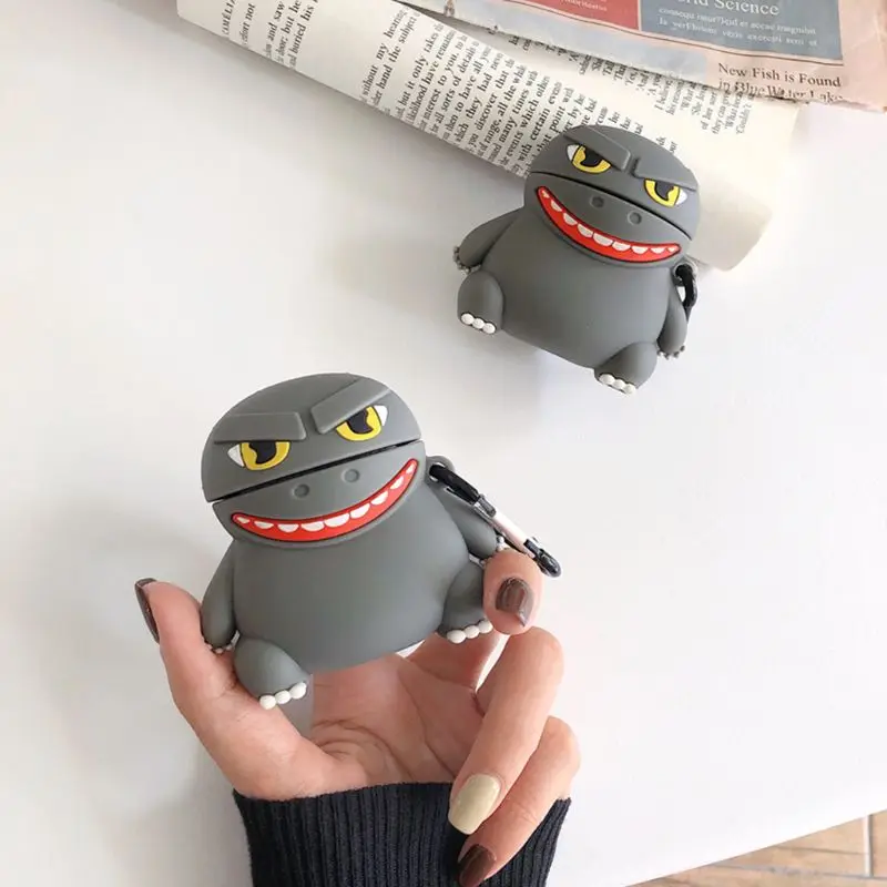 Уникальный защитный силиконовый чехол с монстрами для Airpods 1/2, комплект для карабинов