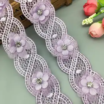 

1 yard Purple Centipedes Pearl Diamond Lace Trim Ribbon Fabric Embroidered Applique Patchwork Handmade DIY Wedding Sewing Craft