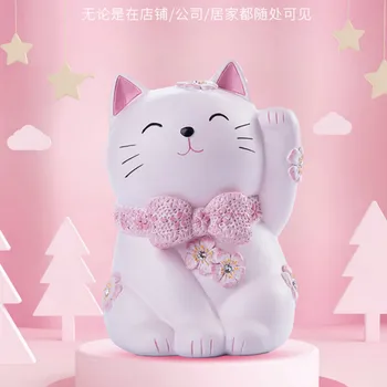 

Resin Cute Money Box Small Funny Cat Piggy Bank Pink Safe Mini Atm for Kids Hucha Gato Roba Monedas Home Decoration OO50CX