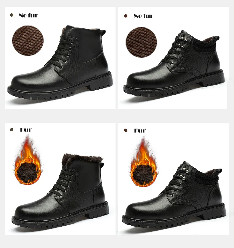 Зимняя обувь размера плюс; мужские теплые удобные зимние ботильоны из натуральной кожи; мужские уличные ботинки на шнуровке; сезон осень-зима