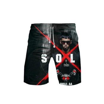 

Men's 3D Anuel AA Shorts 3D Board Trunks 2019 Summer New Quick Dry Men Hip Hop Anuel AA Short Pants Beach Wear streetwear