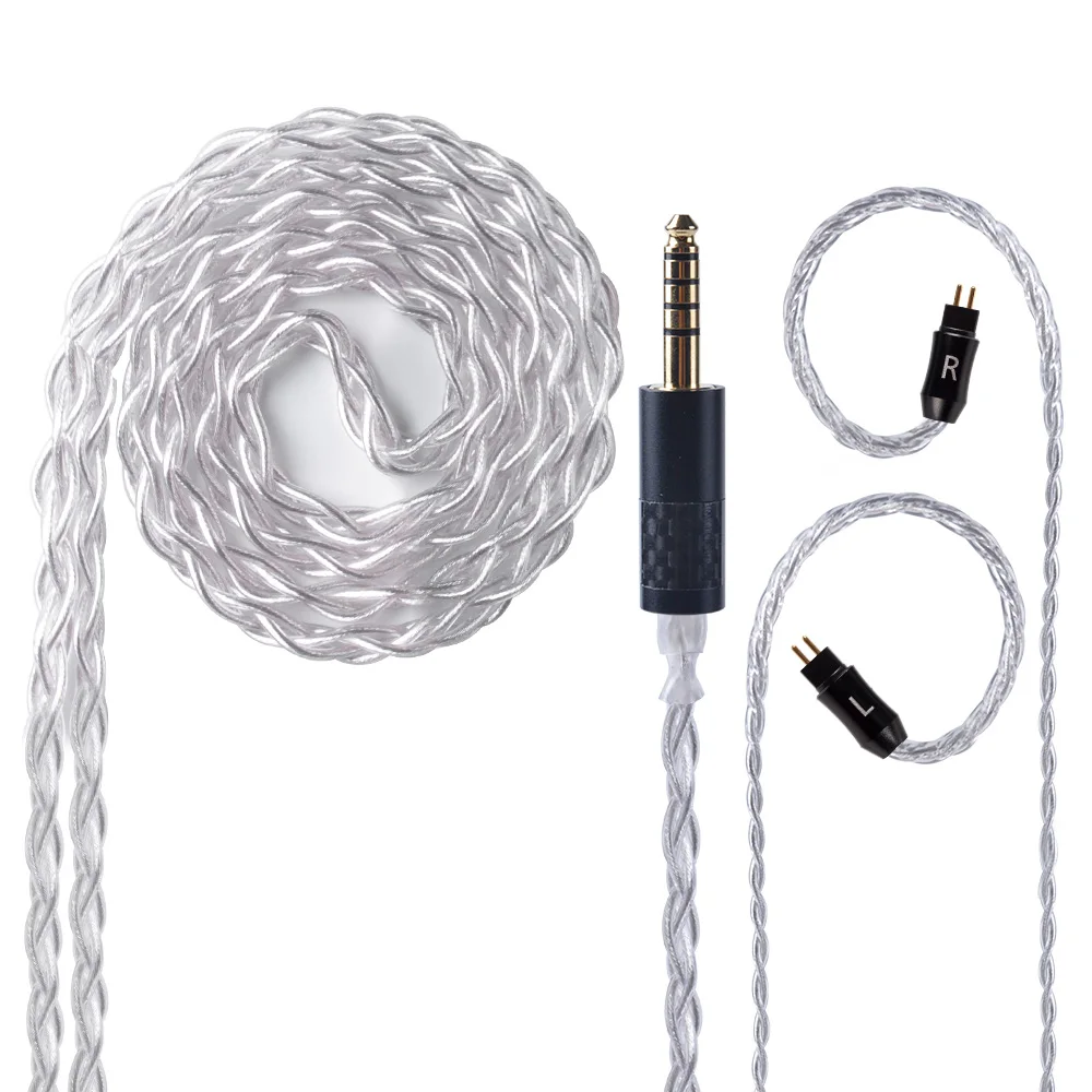 4.4mm 2pin UPOCC Litz 28AWG 7N одиночный Кристальный Медный Серебряный кабель 2,5/3,5/4,4 мм сбалансированный кабель для наушников с MMCX из Тайваня для HQ8 Олово 2 - Цвет: 4.4mm 2pin