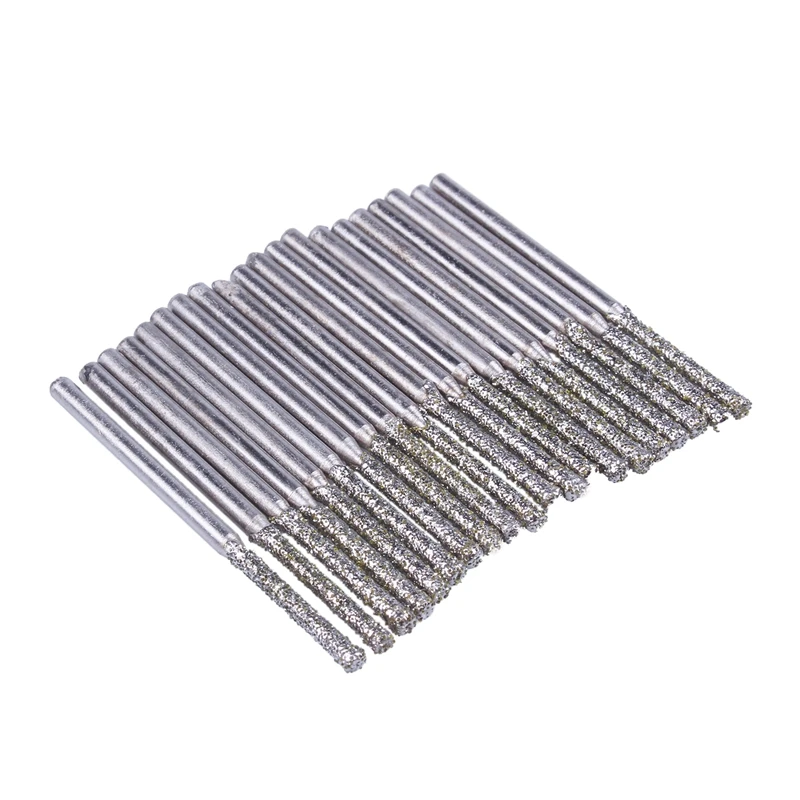 20PCS 2mm Diamond Coated Hole Saw Solid Drill Bit For Glass Tile Ceramic Marble