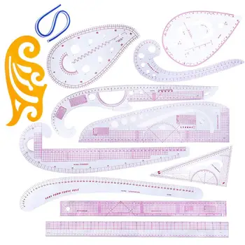 

12 PCS DIY Sewing Ruler Tailor Set French Curve Pattern Grading Rulers Cutting Ruler Set