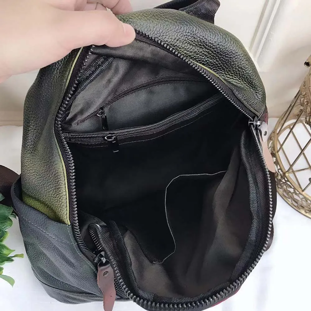 Lukegear рюкзак из натуральной кожи в стиле панк, винтажные рюкзаки, женские мягкие школьные сумки на молнии, прочные