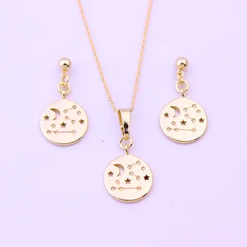 

JH brand 12 constellation jewelry set gold astronomical Sagittarius trend women's jewelry gift 2019 new earring and pendant