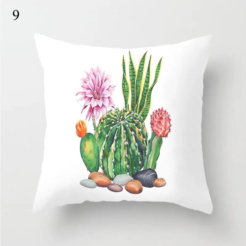 1PC Cactus Floral Print Cushion Cover Polyester Pillow Cases Throw Pillows Sofa Home Decor Pillowcase Decorative Pillow Covers