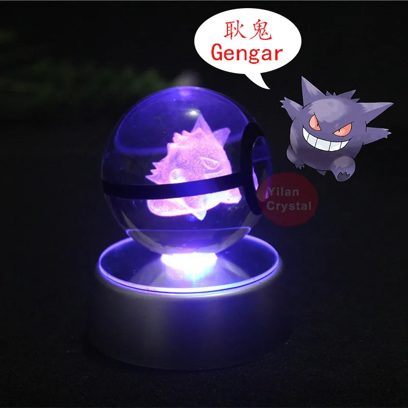 Аниме Покемон мяч прозрачный дизайн Gengar хрустальный шар со светодиодным