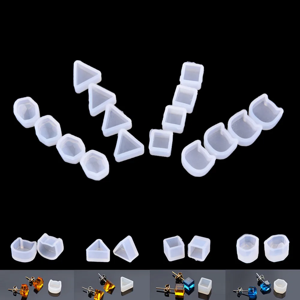 2Pieces Handmade Geometric Jewelry Mold Pendant Making Tool Multi Designs Pick Earring Silicone Resin Craft
