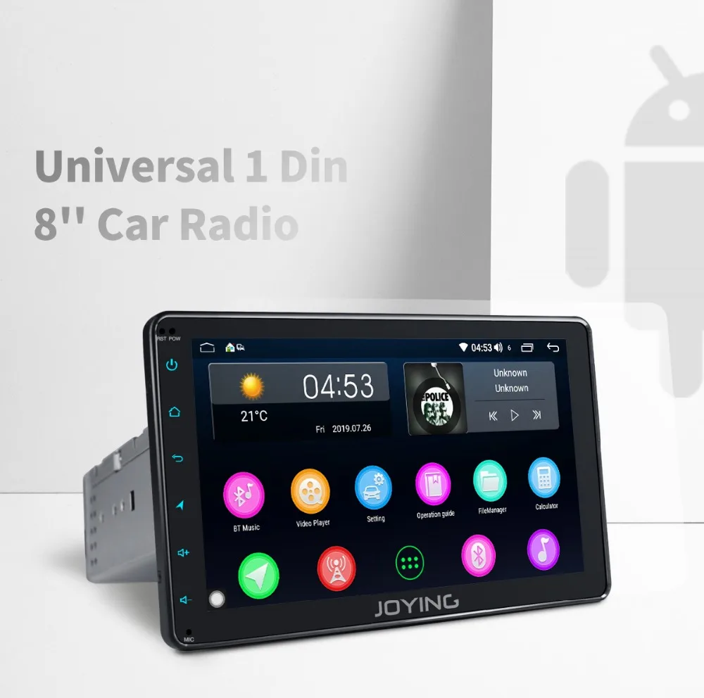 Excellent JOYING Android 8.1 Car raido playe 1 din Octa Core head unit universal 8inch GPS Navigation SWC fast boot mirror link autoradio 9