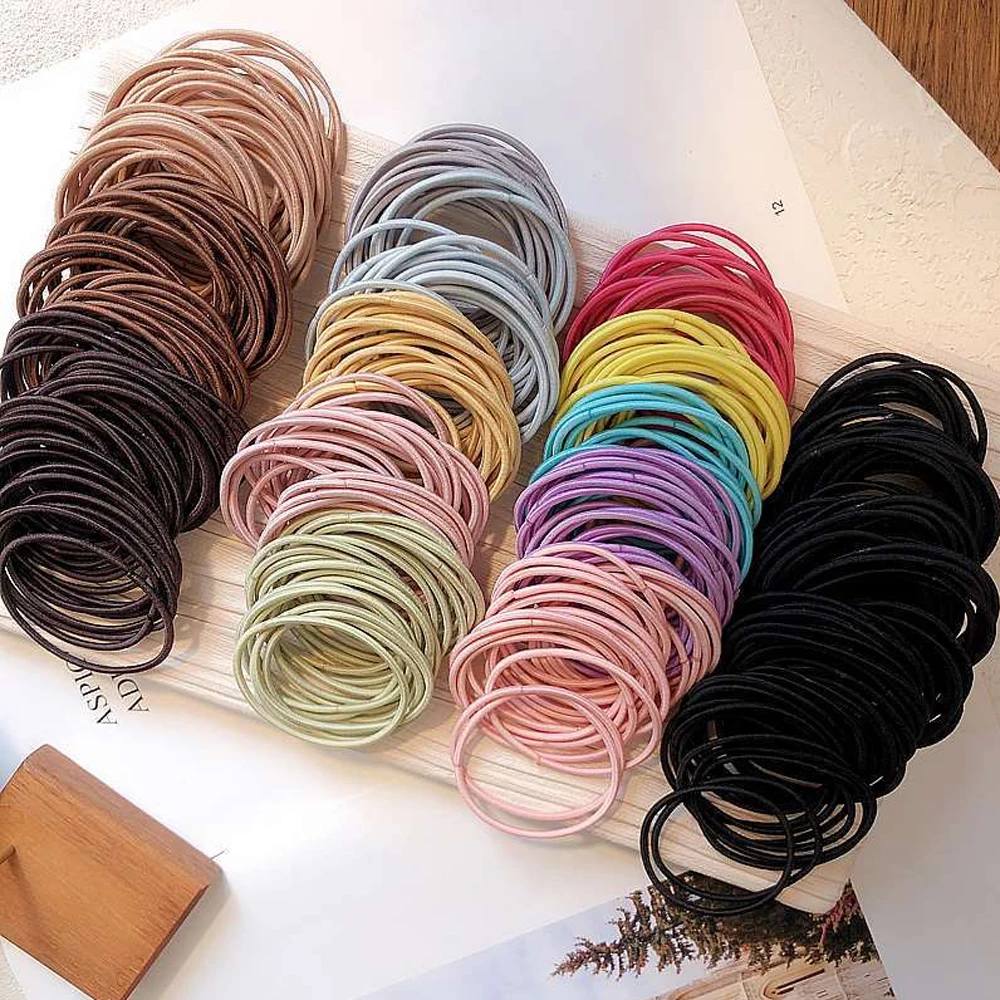 50/100PCS Neue Farbe Nylon Elastische Haar Krawatte 5CM Gummiband für Frauen Männer Dünne Haarbänder Pferdeschwanz halter Haar Zubehör – Detail 11