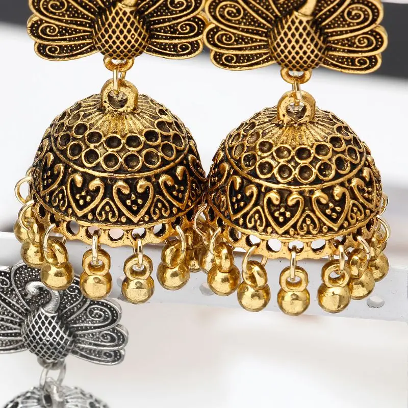 Бохо Винтаж Павлин Jhumka индийский этнический Болливуд Цыганский родовой висячие