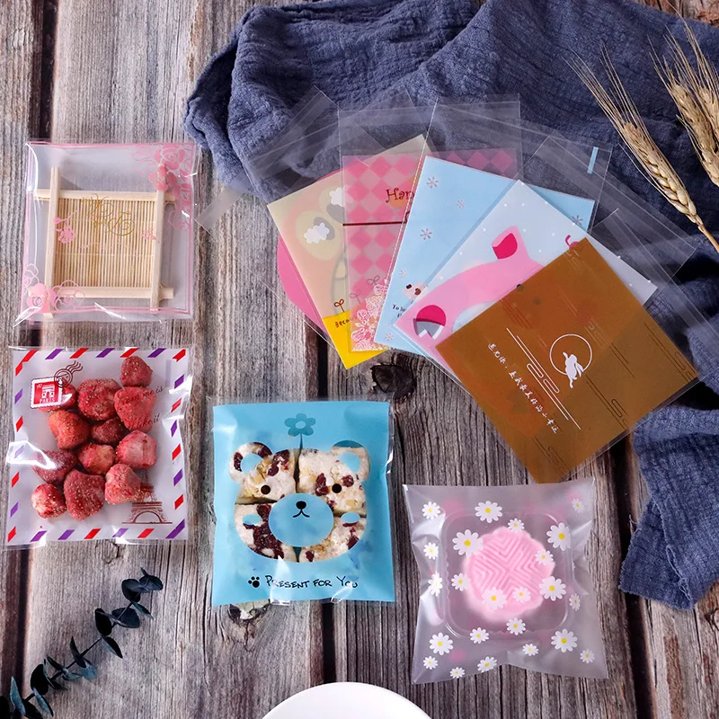 100 шт прозрачный DIY для конфет и печенья подарочный пакет пластиковый самоклеящийся клейкий мешочек целлофановый Рождественский Хэллоуин Свадьба День рождения