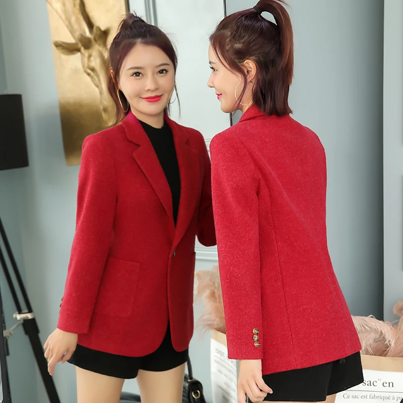 women Slim wool coat women's winter woolen suit jacket women's Thick suit blazer feminino blazer women blazers and jackets