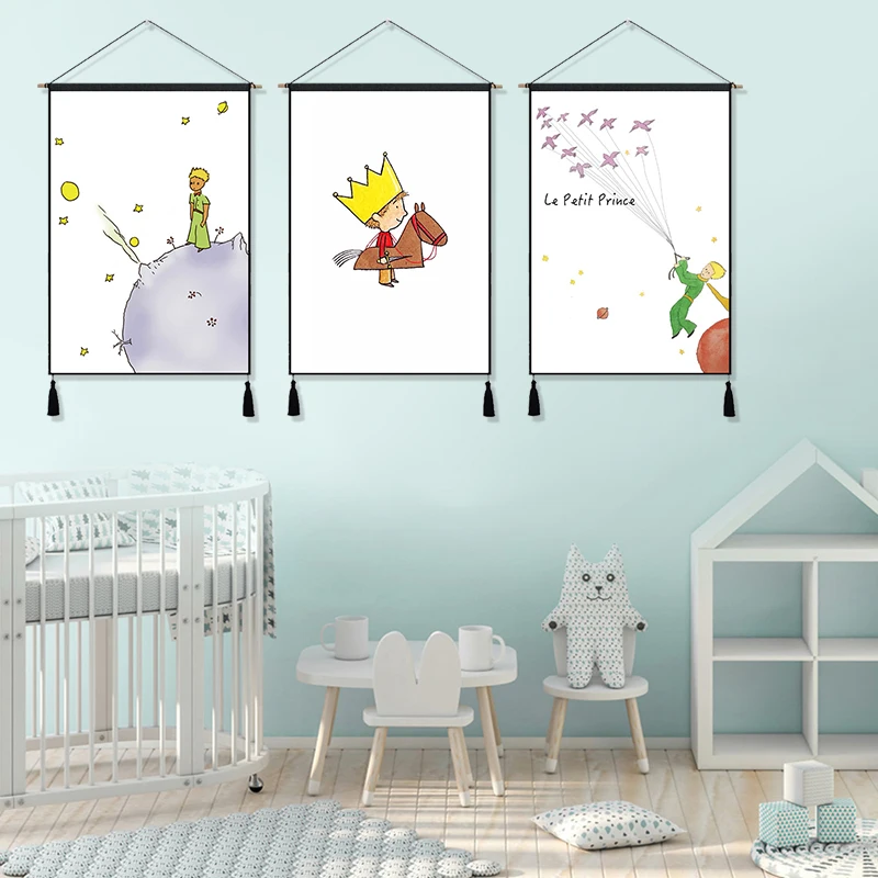 

Horse Star Little Le Petit Prince Rose Fox Hanging Cloth Cotton Line Painting Poster Home Decor Wall Hanging Tapestry Gift