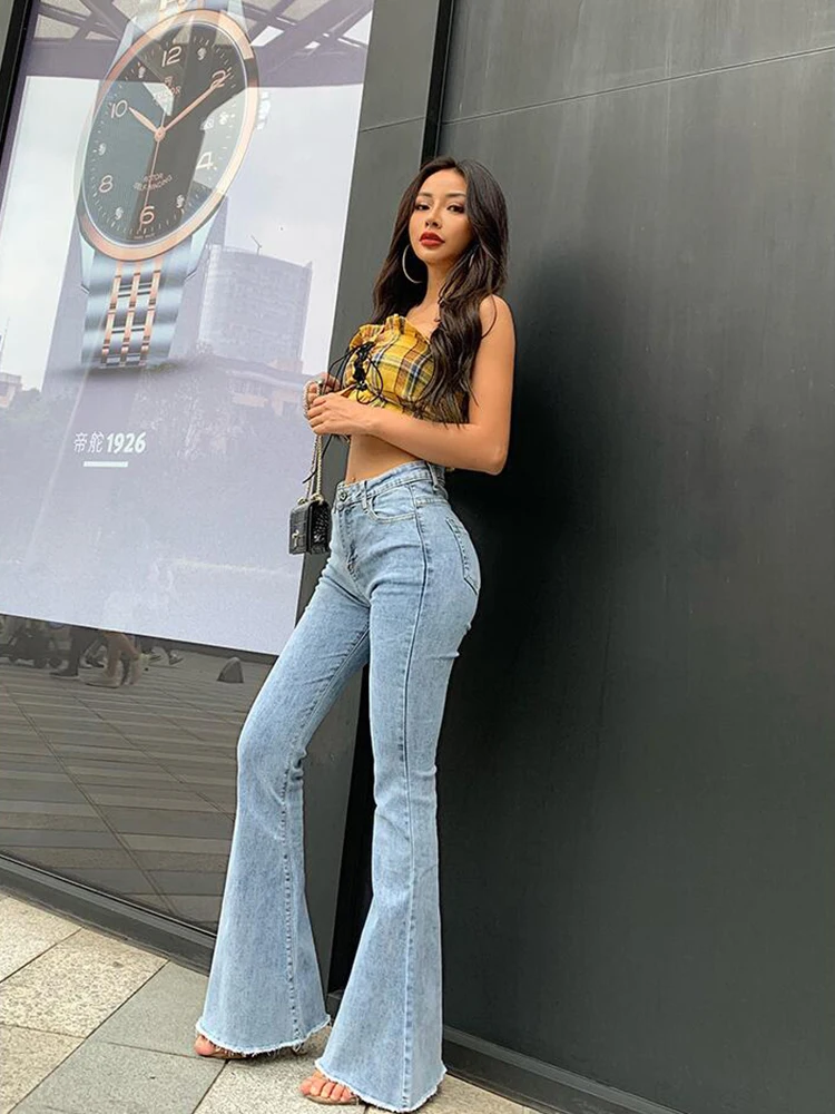 ripped jeans Flare Jeans Pants Women’s Vintage Denim y2k Jeans Women High Waist Fashion Stretch tall and thin Trousers streetwear retro Jeans womens clothing