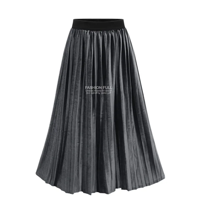 Clobee XXXL 4XL 5XL Plus Size Women Long Skirts Spring Summer Velvet Elastic High Waist Social Jump Loose Pleated Skirt