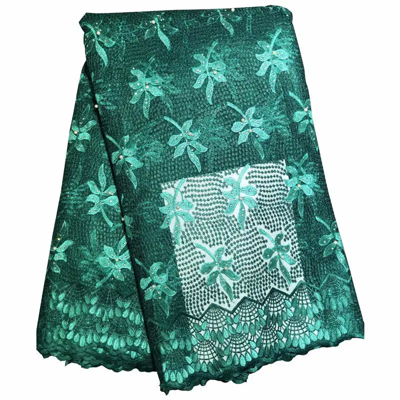dark green Последние африканские кружевные ткани с вышивкой, африканский тюль, французская кружевная ткань с камнями,, Африканское французское Сетчатое кружево - Цвет: dark green
