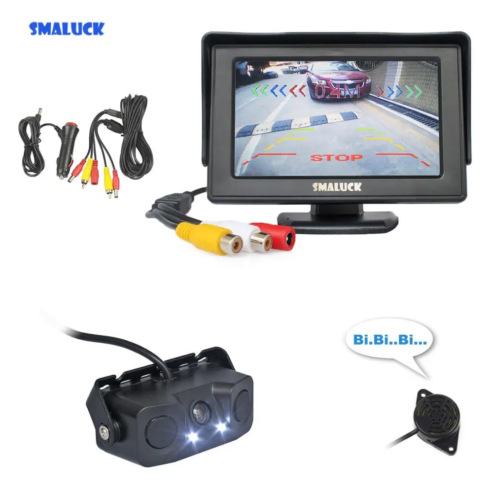 SMALUCK 4 3 &quotцветной TFT LCD резервный автомобильный монитор + Водонепроницаемый