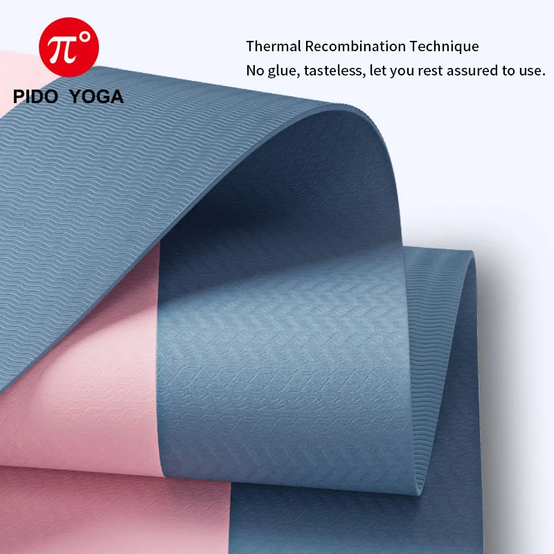PIDO YOGA183* 61*0,6 см TPE коврик для йоги с позиционной линией Противоскользящий двойной цвет коврик для спортзала для начинающих экологически чистые коврики для пилатеса