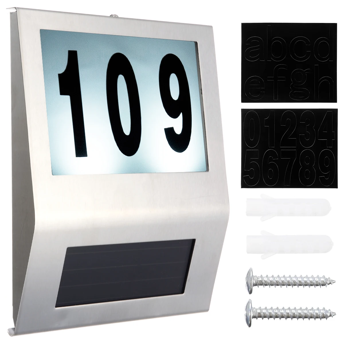 1pcs Solar Powered LED Light House Hotel Door Address Plaque Number Digits Plate LED Light Sign Solar Lighting