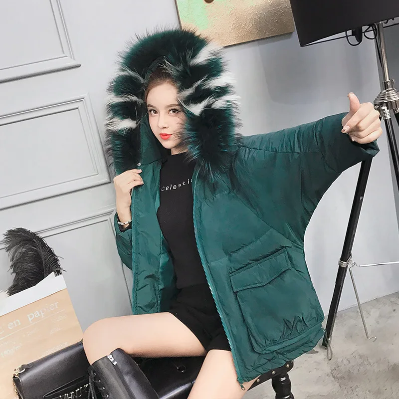 

Fashion Hooded Printed down Coat Students Thick Zipper Access Control Warm Korean-style 2019 Winter New Cotton-padded Clothes Sh