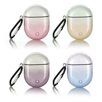

2020 For Google Pixel Buds 2 Case With Carabiner Hook Transparent Gradient Protective Box Bag Headset Case shockproof Cover