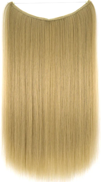 TOPREETY Heat Resistant Synthetic Hair 100gr Silky Straight Elasticity Invisible Wire Halo Hair Extensions 8006 22