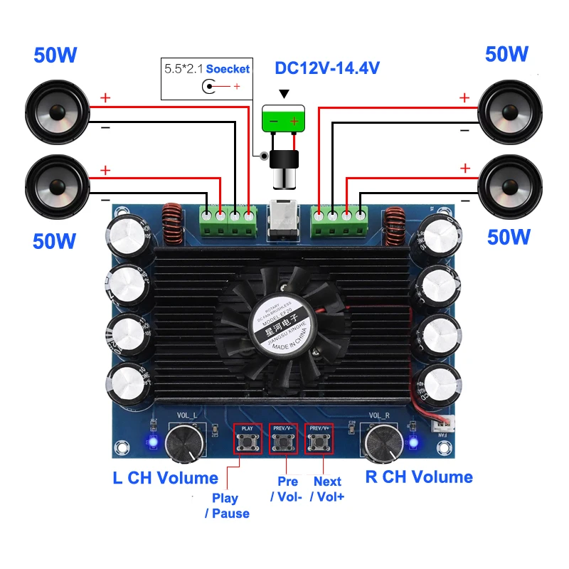 4*50W TDA7850 Audio Power Amplifier 