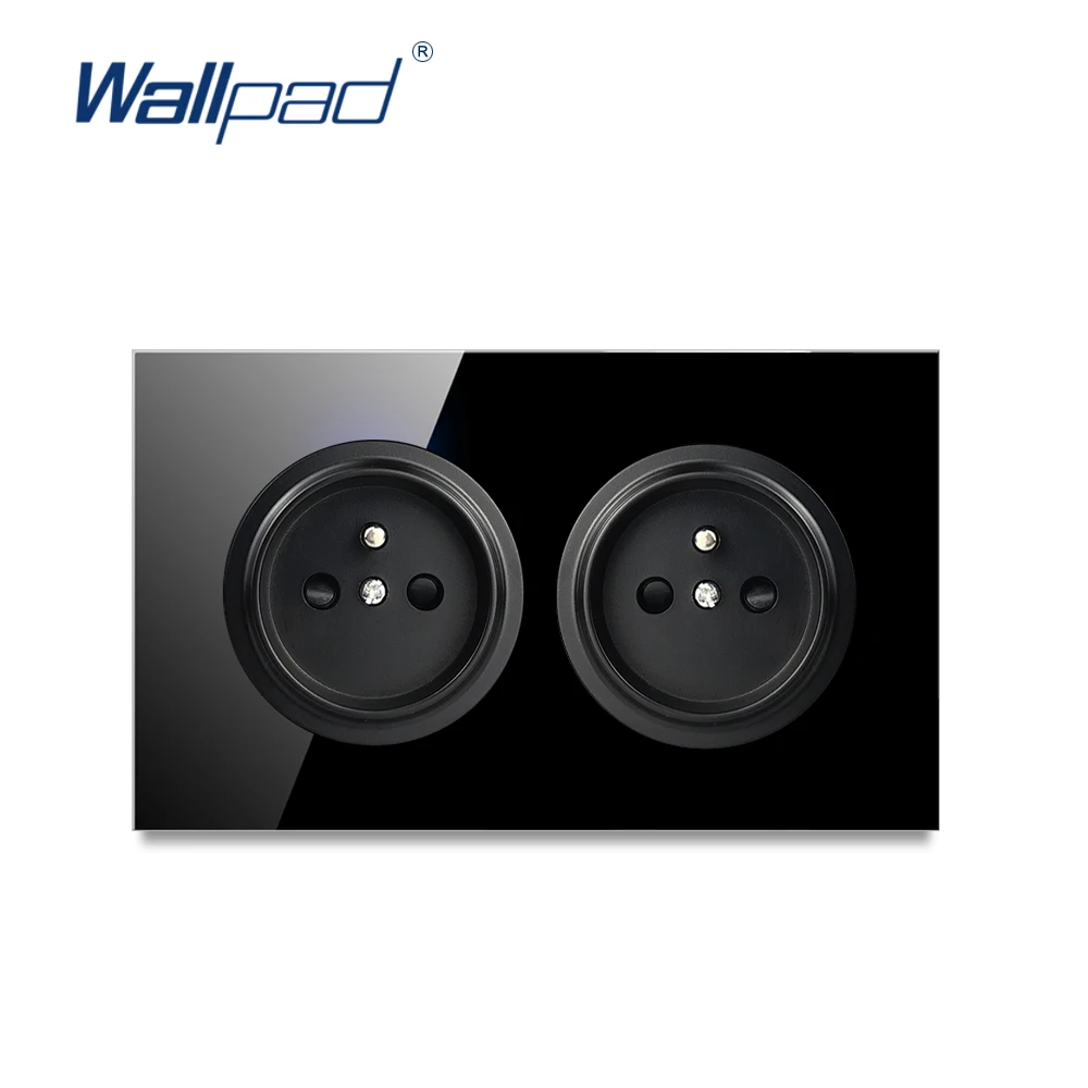 Wallpad L6 двухсекционная французская розетка электрическая тип 146 черная панель из