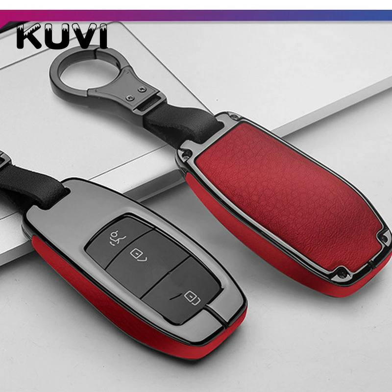 Сплав кожаный чехол для ключа автомобиля чехол сумка защитный брелок для Mercedes Benz E класс W213 S класс аксессуары - Название цвета: black red