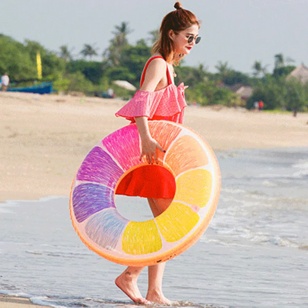 60-90 cm Swim Ring Inflatable Swim Ring Summer Swiming Pool Beach Toy Child Adult Orange Swim Ring Inflatable Baby Float