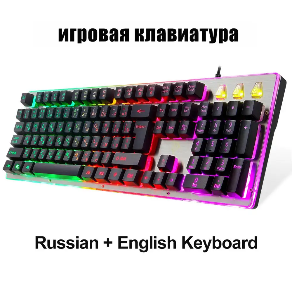 Клавиатура механическая Компьютерная клавиатура Gamer 104-клавишная RGB со светодиодной подсветкой Проводная игровая клавиатура для ноутбуков ПК Планшет