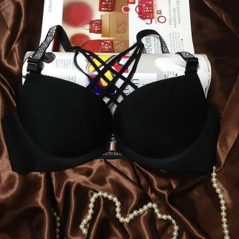 

Diamond studded bra without steel ring beautiful back bra gathered underwear