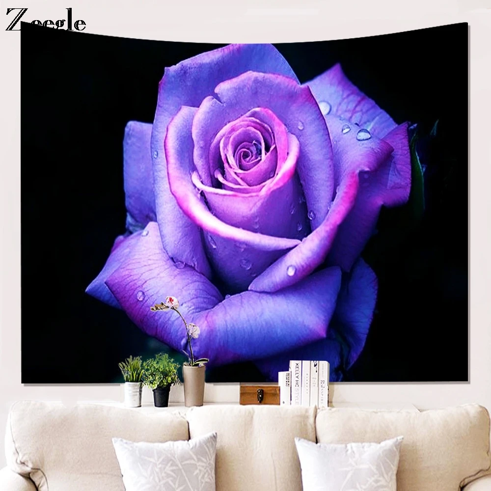 Zeegle 3D Printed Flower Polyester Fabric Home Decor Wall Rug Hanging Big Couch Blanket Bed Account Wall Hippie Tapestry