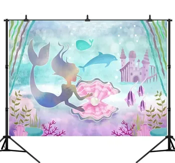 

Mermaid Photography Backdrop Castle Undersea Birthday Party Photo Background