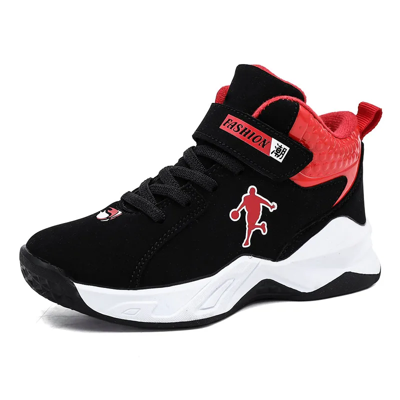 Баскетбольная обувь для детей, Баскетбольная обувь Jodan 11 Jodan 13, детская обувь Jodan для детей, теплые кроссовки, Детские баскетбольные ботинки - Цвет: black red