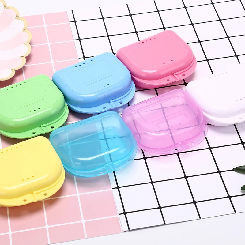 Pink Teeth Box Organizer Transer/® Denture Bath Box Case Dental False Teeth Appliance Container Storage Boxes Dentures Cleaner Dental Care Holders