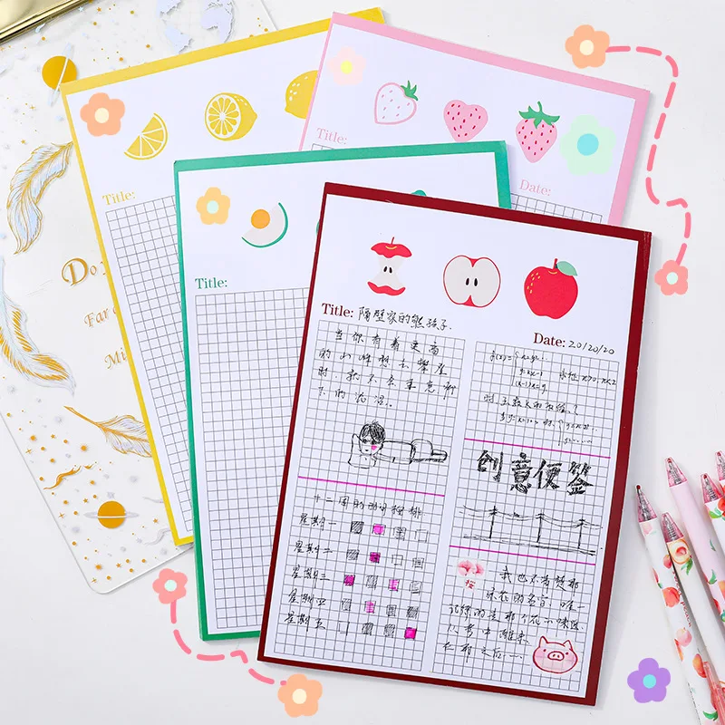 

Cute South Korea INS Creative Sticky Notes Cartoon A4 Notepad Grid Hand Account Adhesive Paper Carry-on Carriable Memorandum