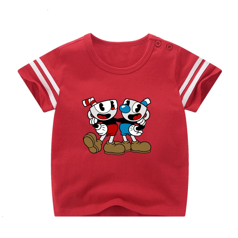 Boys or Girls Cuphead cartoon Kids sport motion T Shirt Children T-shirt Baby Toddler Summe Tops Anime cartoon Tees wholesale - Цвет: as picture