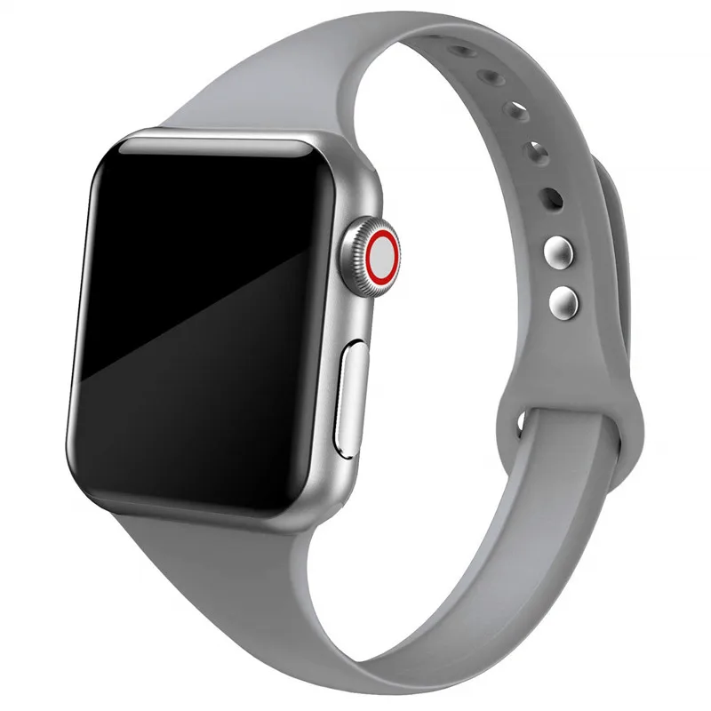 fog 14 Silm strap for Apple watch 5 band 44mm 40mm iWatch band 38mm 42mm Sport silicone bracelet Watchband for Apple watch 5/4/3/2/1 - Цвет ремешка: fog 14